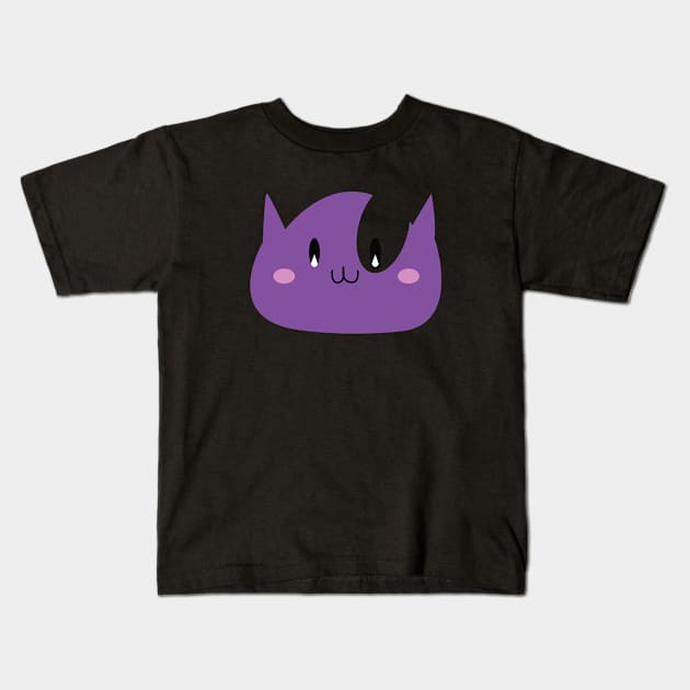 Happy Purple Kitty Kids T-Shirt by FrontierCreatives